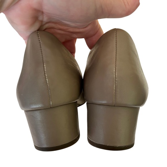 Taryn Rose Bridget Taupe Leather Block Heel Pumps Metallic Rose Cap Toe 39 / 8.5 - Picture 6 of 9